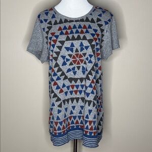 Lucky Brand womens short sleeve multicolor triangles t-shirt size XL.